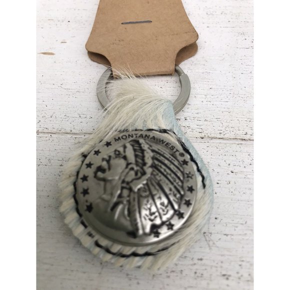 New Montana West Keychain Purse Key Ring Concho Native American Cowhide Hair - Picture 7 of 7